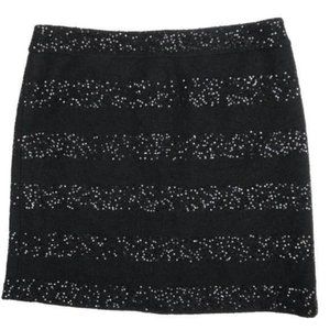 LOFT Black Wool Sequin Mini Skirt